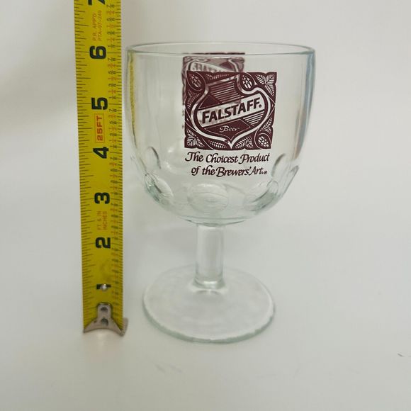 Vintage Falstaff Glass Beer Goblet Thumbprint Stemmed Mug 6 Inches Tall - Picture 7 of 10
